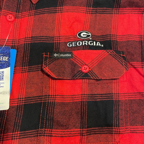 GEORGIA BULLDOGS FLANNEL SHIRT-ADULT MEDIUM-COLUMBIA-STITCHED -NWT $65 - Picture 6 of 7